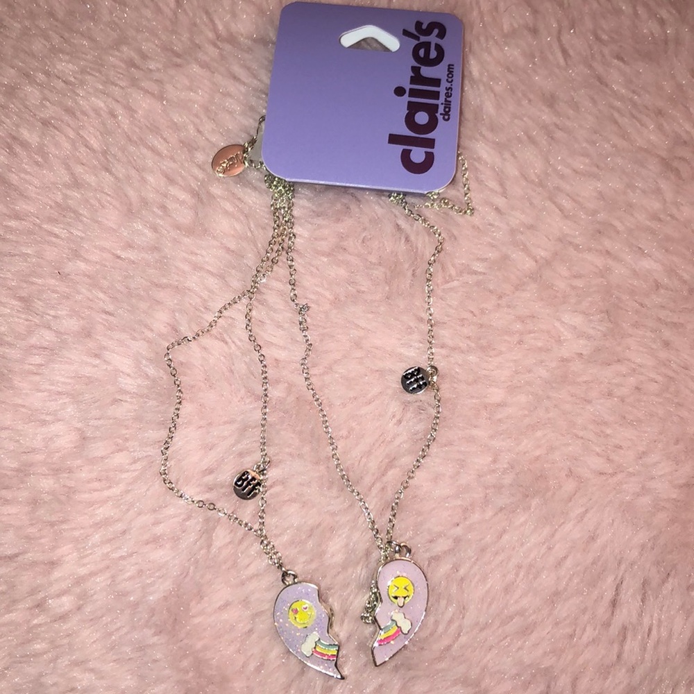 Best Friends Emoji Rainbow Heart Pendant Necklaces